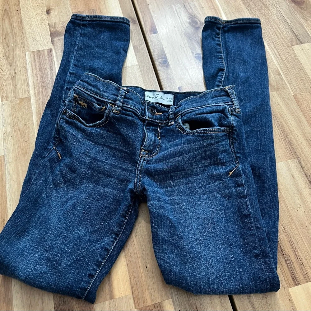 Abercrombie Kids Slim Jeans Size 16 Dark Wash Stretch Denim